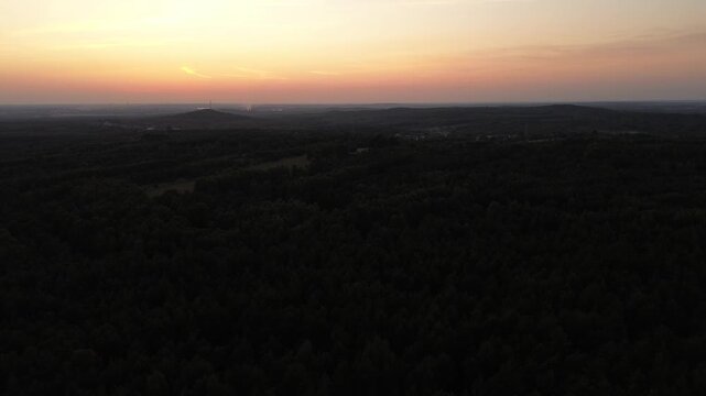 Sunset aerial view fron G&oacute;ry Towarne, Olsztyn, Silesia