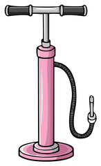 Pink Bicycle Pump Cartoon Style Air Tire Inflation Device