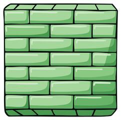 Bright Green Cartoon Brick Wall Graphic Illustration Construction Element