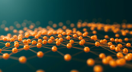 Abstract network visualization with glowing spheres and connecting lines representing connectivity in digital spaces,
