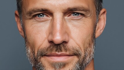 Male cosmetologist showcasing facial features and grooming techniques in a modern setting