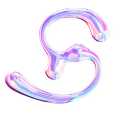 Iridescent Fluid Letter S Alphabet Initial Symbol Typography Illustration