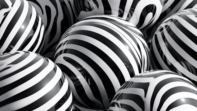 and keywords based on the image you provided

 Striped Spheres Overlapping, Presenting a B&W Play of Geometry, Close-up
