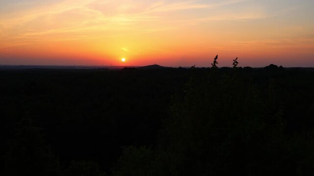 Sunset aerial view fron G&oacute;ry Towarne, Olsztyn, Silesia
