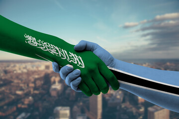 Shaking hands Saudi Arabia and Botswana