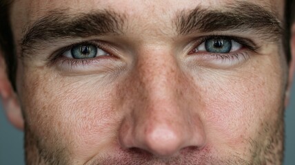 Obraz premium Close-up of a male cosmetologist highlighting unique facial features and vibrant eyes in a professional setting