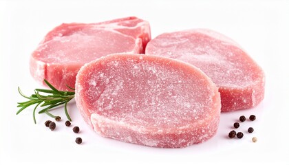 Fototapeta premium Frozen Pork Chops _Juicy and tender frozen pork chops, ideal for grilling, frying