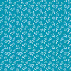 seamless blue sky  floral  pattern