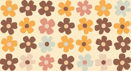 Retro floral pattern with earthy tones for groovy vintage designs and cheerful backgrounds, classic style