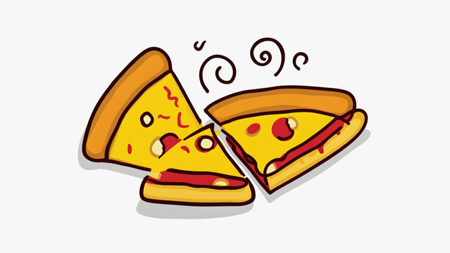 Cartoon Pizza Slices Yellow Crust, Red Sauce, Fun Food Vector