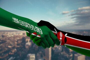 Shaking hands Saudi Arabia and Kenya
