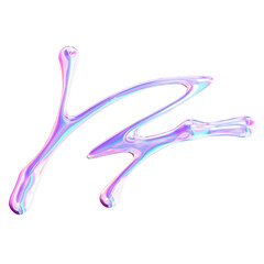 Abstract Holographic Glossy Iridescent Fluid Shape Isolated Element Design