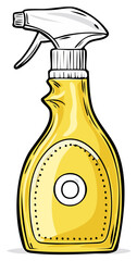 Obraz premium Vibrant Yellow Spray Bottle Cartoon Graphic for Cleaning or Gardening