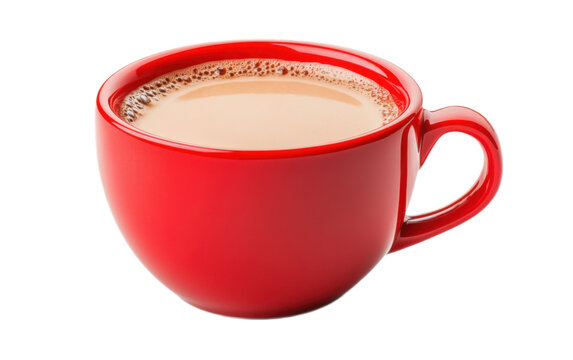 A red cup of tasty coffee on white background,png - Powered by Adobe