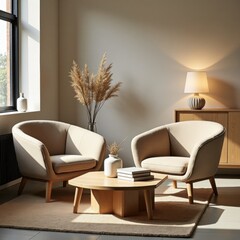 Obraz premium Serene Sanctuary: Cozy Living Room Vibes