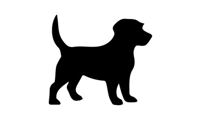 Puppy Standing Silhouette, Cute Young Dog Outline in Black, Editable Formats: AI, EPS, JPG, PNG, Ideal for Both Digital and Print Use