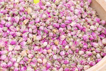 Pile of pink flowers