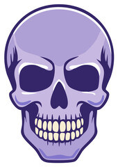 Fototapeta premium Lilac Skull Head Vector Illustration, Halloween Symbol, Death Theme, Gothic Design