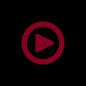 Animated graphics of play and pause buttons that alternate with an animation that shrinks and then enlarges without a background.