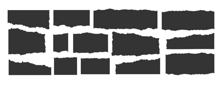 Jagged rectangle. Set of Paper torn, jagged edge rectangle shape. Rectangle torn paper shape. Headline, calligraphy border, isolated grunge header background. Rough edge rectangle frame. Vector