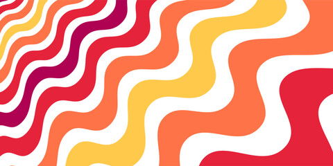 Abstract seamless wave pattern with red, orange, and yellow stripes for modern background design.