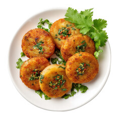  Aloo Tikki on a plate isolated [Transparent Background PNG].
