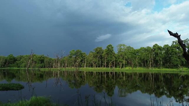 Aerial Drone View of Batuli Pokhari a Hidden Gem of Chitwan