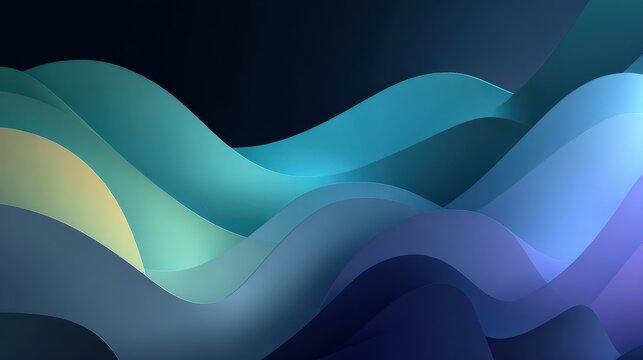 Abstract Blue Green Waves Digital Art Background Design