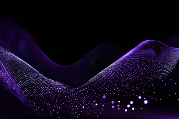 Abstract glowing dotted wave in white and purple gradient on black