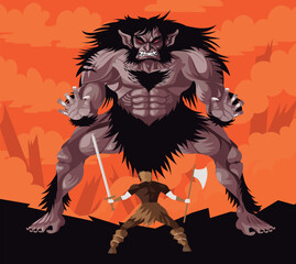 Fototapeta premium norse mythology grendel beast fighting beowulf