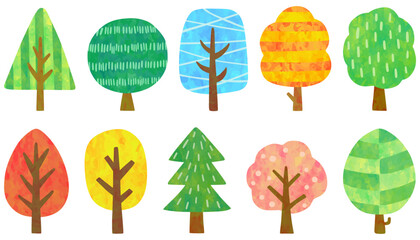 北欧風の木のイラストセット ベクター素材