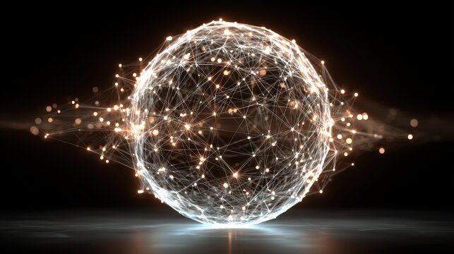 Illuminated Sphere Global Network Connection Technology Abstract Art