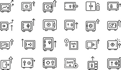 Business Finance Growth Icon Set – Money Investment, Stock Market, Economy Analysis, Chart, Arrow Up, Profit and Success Strategy Line Icons Pack for Web, Infographic and Presentation Design