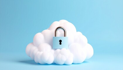 Cloud with Padlock Symbolizing Data Security and Privacy in Digital Age Representing Technology Concept