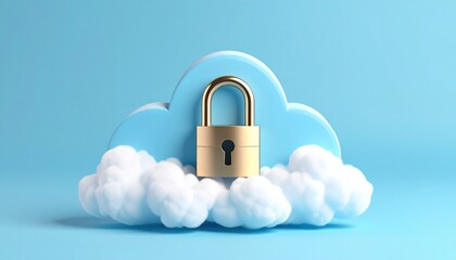 Symbolic Cloud with Security Lock Representing Data Protection and Privacy in the Digital Age Concept