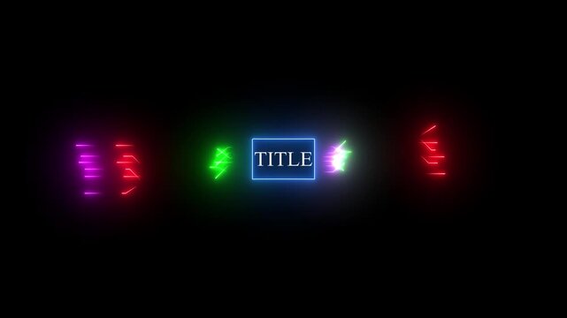 Neon Glow Border With Central Text Box And Abstract Light Streaks In Purple Red And Green background