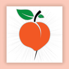 Peach icon vector design template apple background Fruit Silhouette