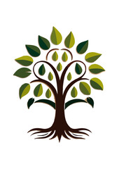 Obraz premium Vector illustration of leaves and trees on a white background