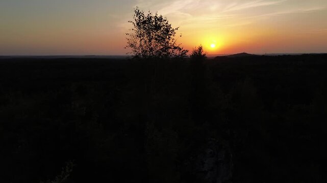 Sunset aerial view fron G&oacute;ry Towarne, Olsztyn, Silesia