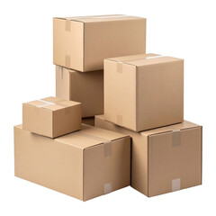Stacked Cardboard Boxes: A collection of sturdy, neatly stacked cardboard boxes ready for shipping or storage, evoking the themes of logistics, distribution, and the movement of goods.