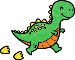 Dinosaur Leaving a Trail of Big Footprints