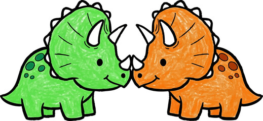 Two Baby Triceratops in a Playful Head-Butt
