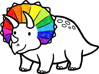 Fototapeta premium Triceratops with a Vibrant, Rainbow-Colored Frill