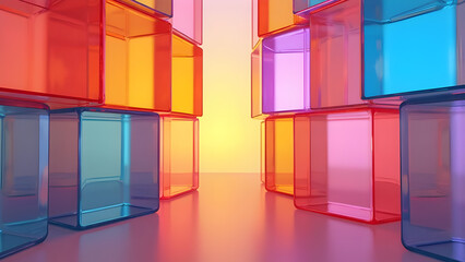 Plastic Cubes Wall with Translucent Colored Acrylic
