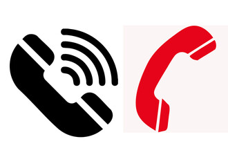 landline phone in black and red reciever