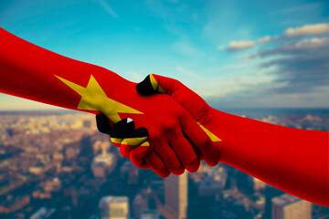 Shaking hands Vietnam and East Timor