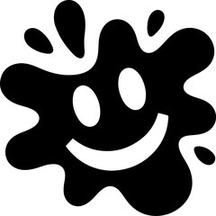Smiling Ink Splash Silhouette for Creative Designs and Playful Projects