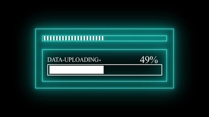 Glowing Teal Data Uploading Progress Bar at 24 Percent on Dark Background transfer digital