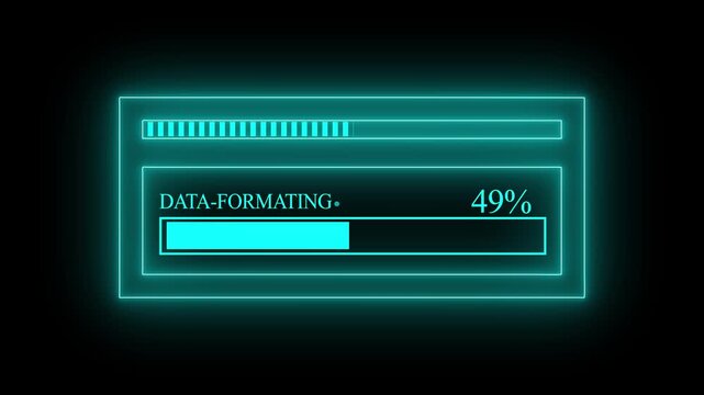 Cyan Progress Bar Showing Data Formatting at 24 Percent with Neon Glow loading bar data processing