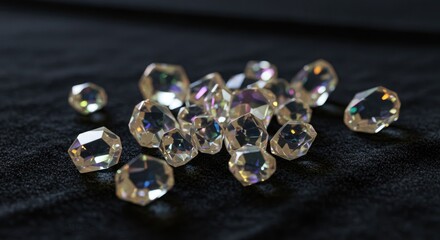 Scattered Faceted Crystals with Warm Iridescent Glow